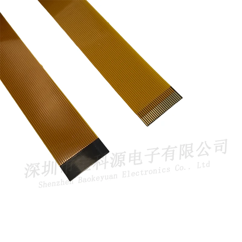 Yellow FPC flexible ribbon cable with a spacing of 0.5 and a 24 pin flat soft test cable in the same direction