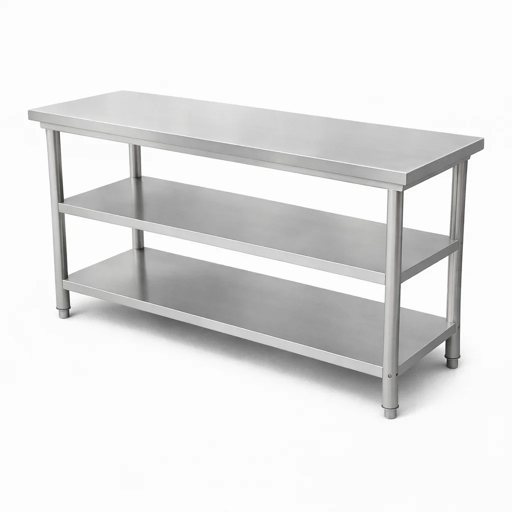 Commercial 304 Heavy Duty Undershelf Easy Clean Stable Frame Stainless Steel Work Table for Kitchen Prep