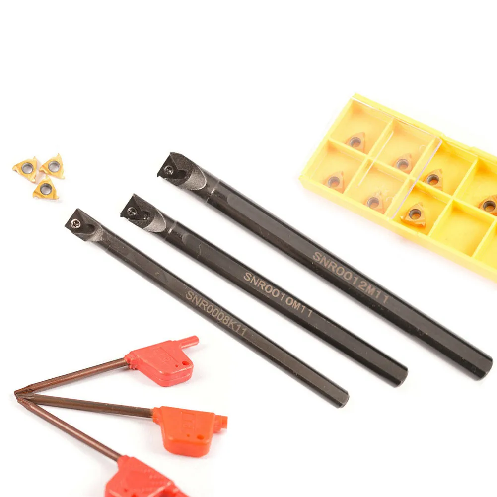 

Precision SNR0008K11 + SNR0010K11 + SNR0012M11 internal thread turning tool holder with 11IR AG60 inserts and 10pcs blades