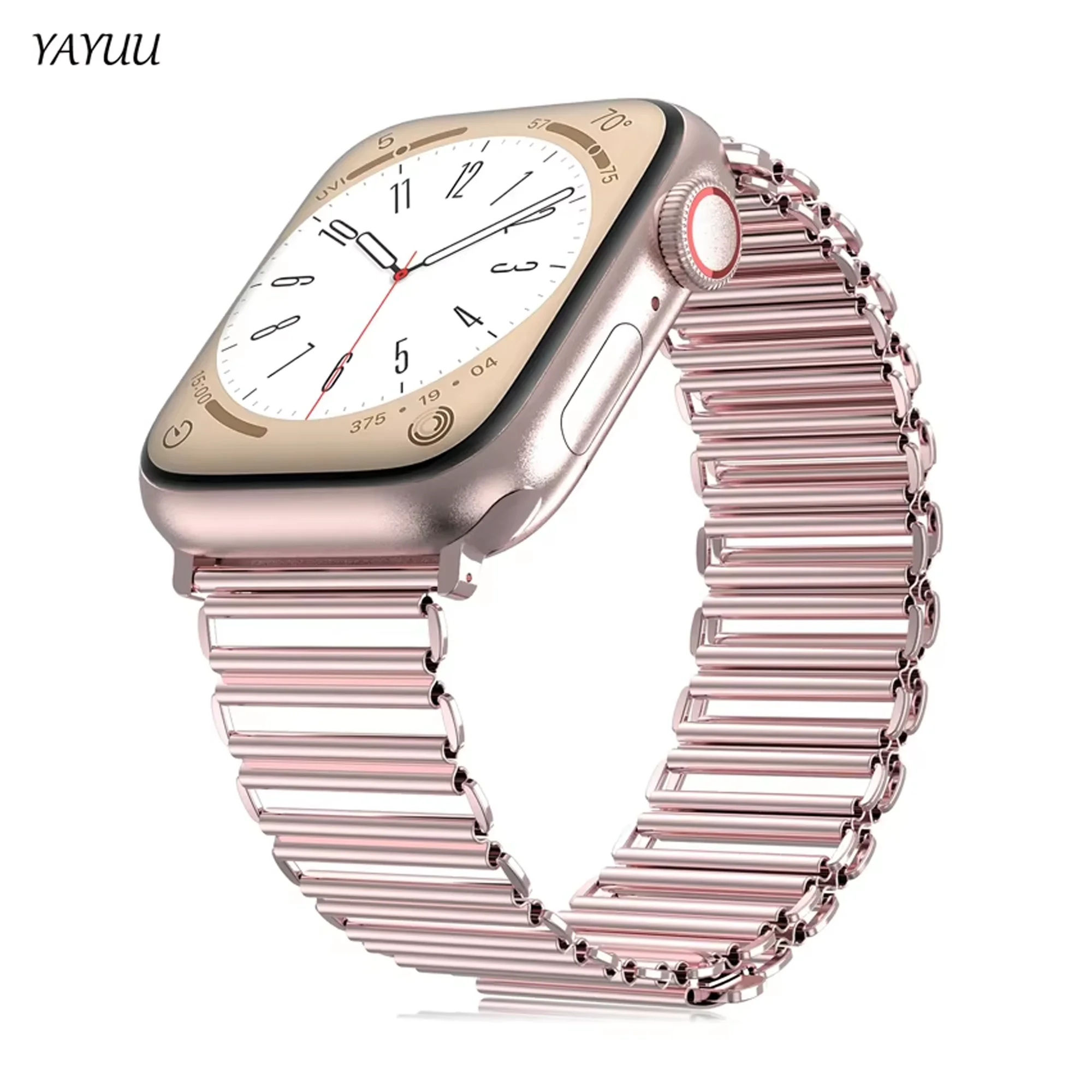 

YAYUU Adjustable Loop Closure Metal Strap for Apple Watch 38-49mm Chain Band for iWatch SE Ultra 2 Series 10/9/8/7/6/5/4/3/2/1