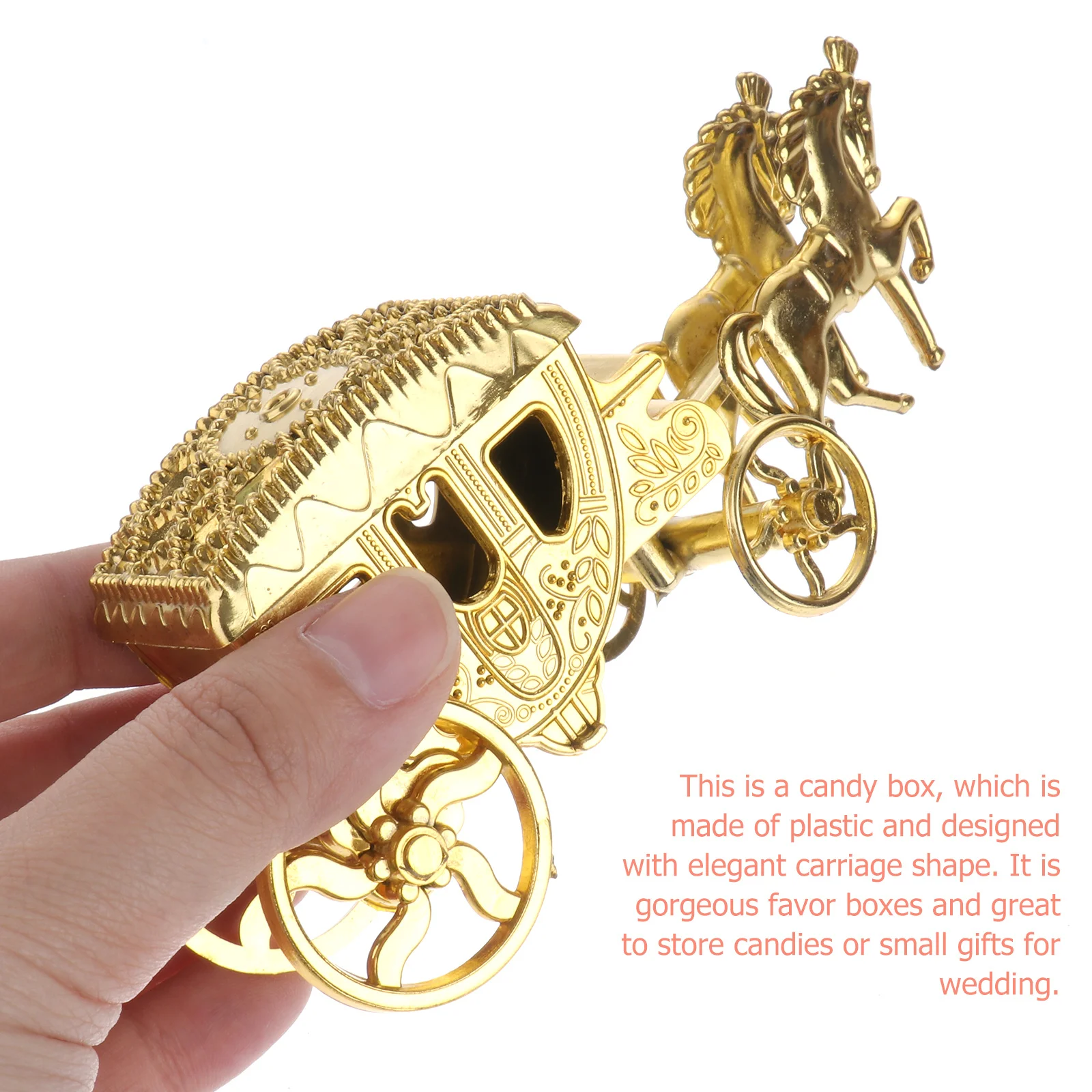 

Wedding Candy Box Plastic Carriage Shape Elegant Golden Favor Boxes for Gifts Weddings Parties Wedding Candy Box