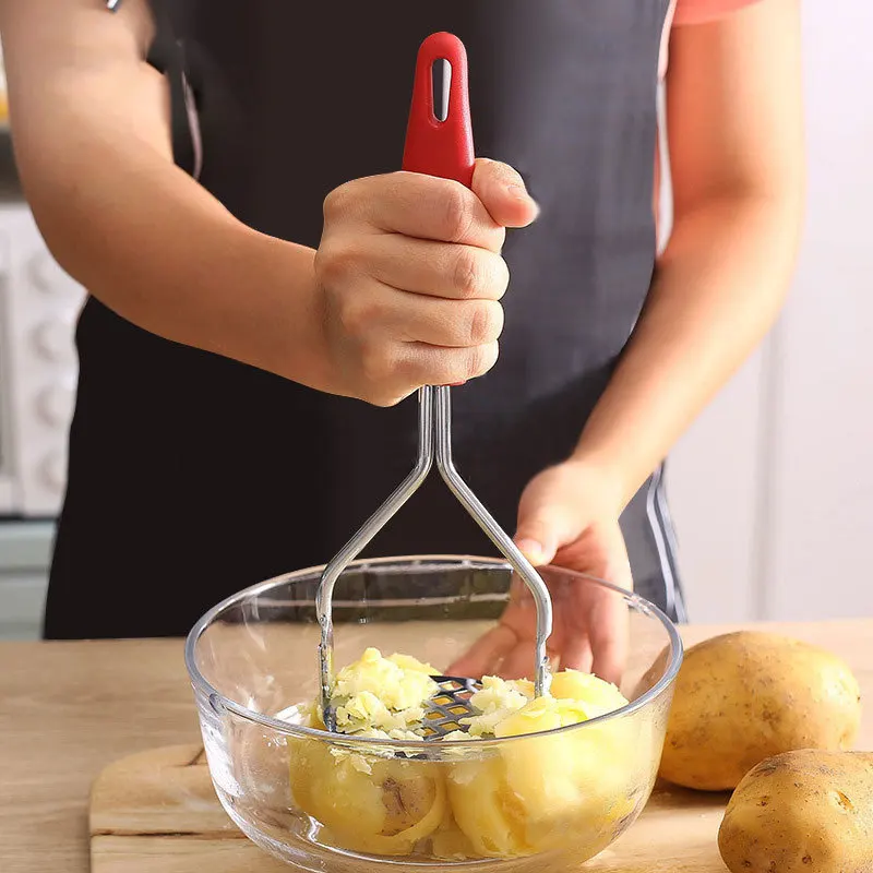 

Stainless Steel Potato Masher Manual Fruit Vegetable Pressure Mud Machine Kitchen Children Food Crusher Complementary Gadget
