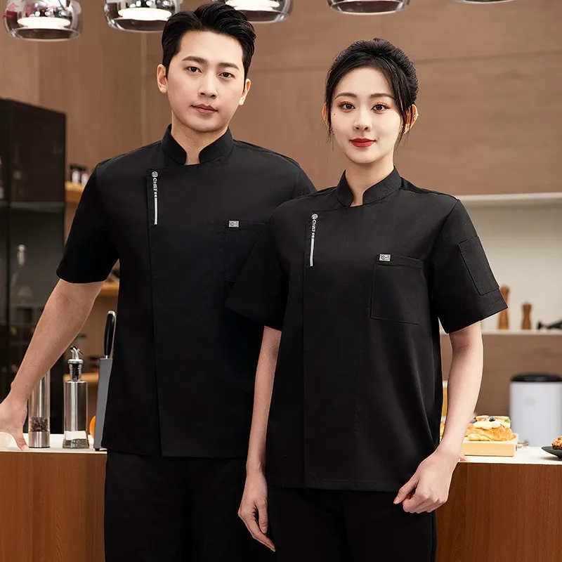 夏薄型通気性メッシュ半袖シェフジャケットケータリングホテルレストラン食堂ペストリーパン屋作業服キッチン服