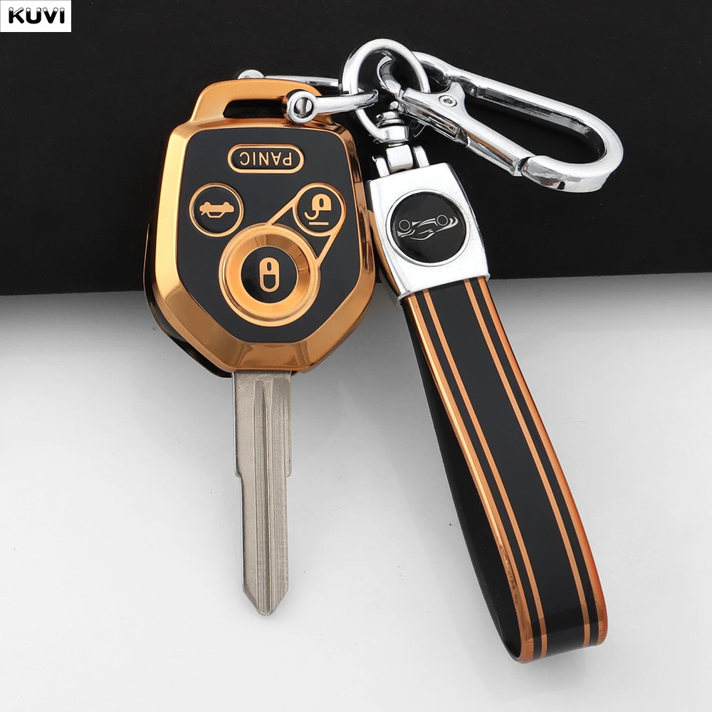 TPU Car Key Case Cover Shell Fob Holder 4 Buttons For Subaru Tribeca Forester WRX XV Outback Legacy Impreza Crosstrek Keychain
