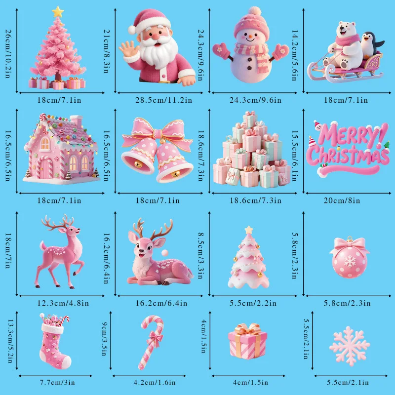 ملصقات سانتا كلوز زينة نافذة رجل الثلج الأزرق ملصقات زجاجية ثابتة زينة عيد الميلاد ملصقات نافذة ندفة الثلج #4