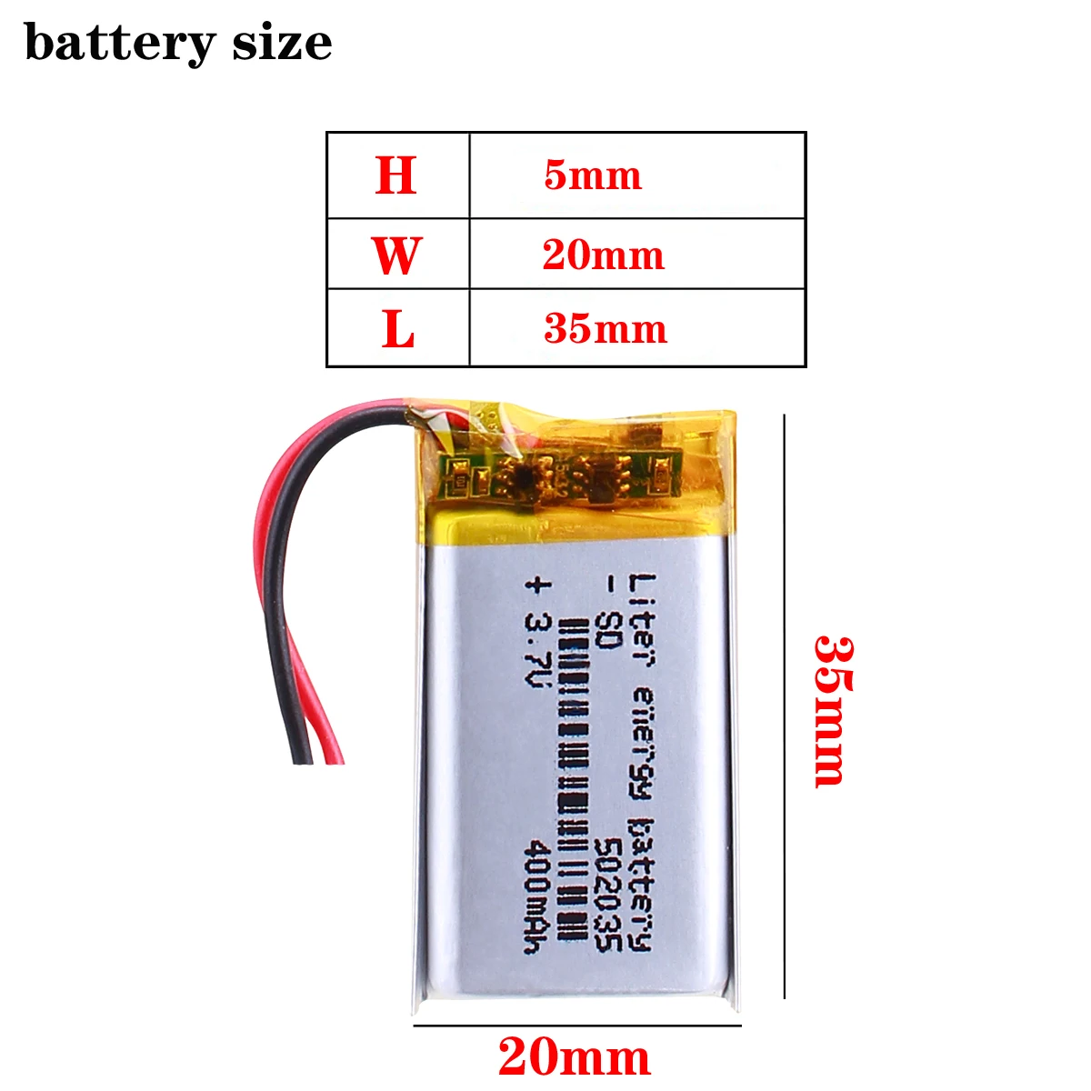 Liter energy battery 3.7V polymer lithium battery 052035 502035 MP3 recording pen point reading pen special 400MAH