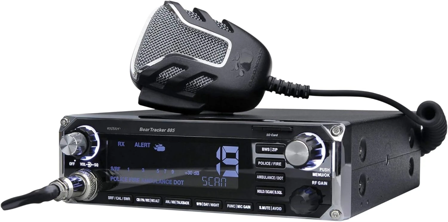 Hybrid Full-Featured CB Radio + Digital TrunkTracking Police/Fire/Ambulance/DOT Scanner w/ BearTracker Warning System Alerts