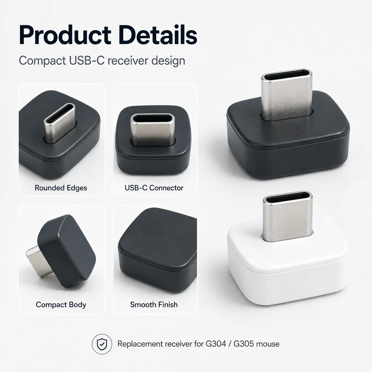 USB-C Wireless Mouse Receiver for Logitech G304 G305 Type-C Adapter Replacement Dongle Mouse Receiver Accessory
