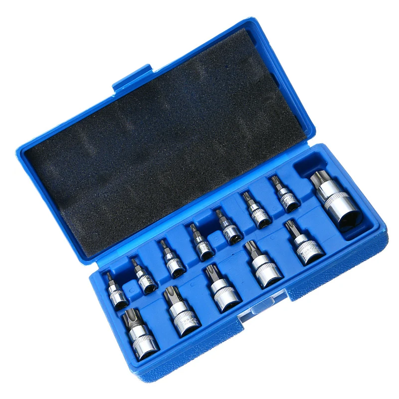 

Набор антивандальных насадок Torx Star (13 шт.) для приводов 1/4, 3/8, 1/2 дюйма с кейсом для применения с антивандальными винтами