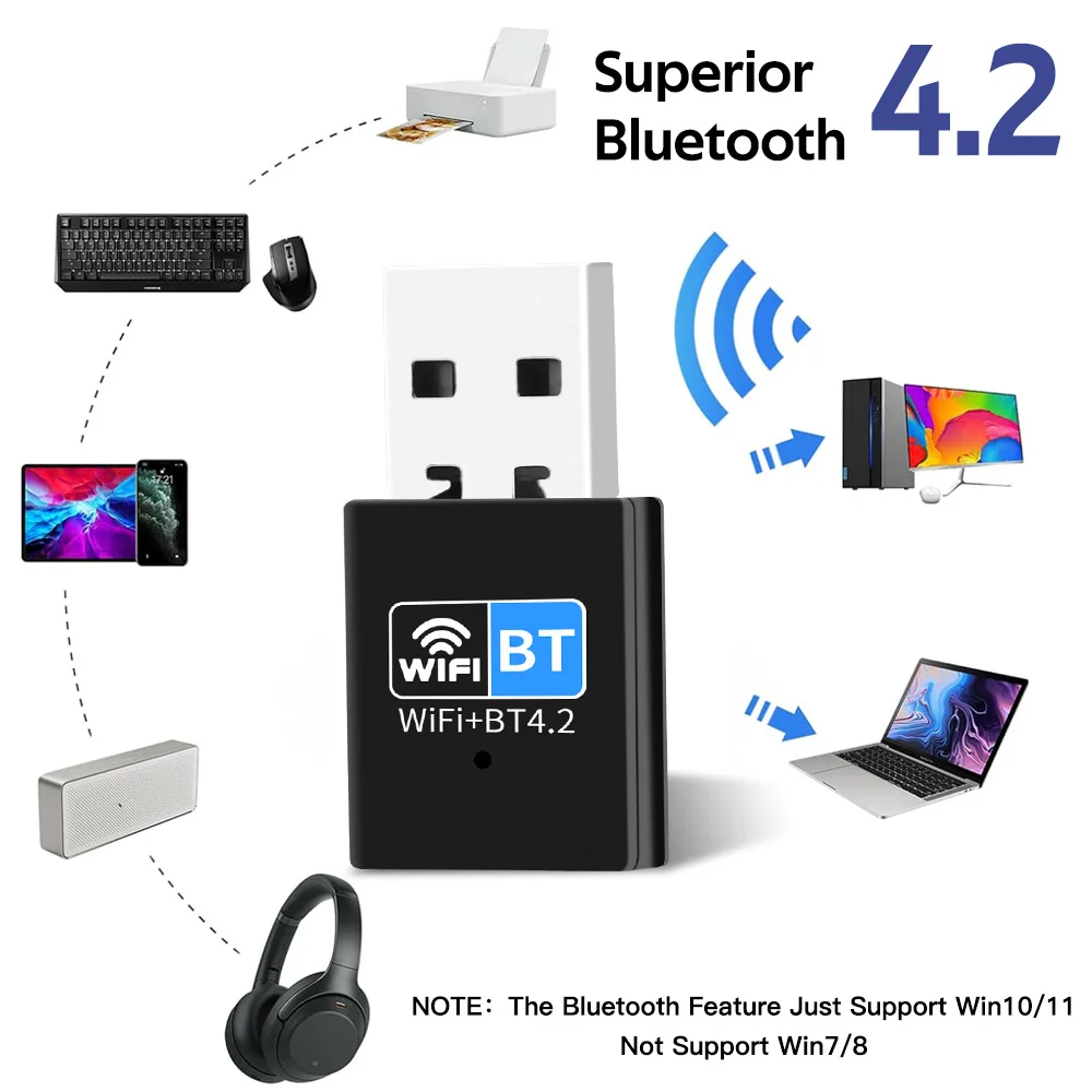 150M Wifi Bluetooth Adapter Mini USB WIFI Dongle Network Card 2.4GHz Wi-Fi Lan Adapter PC Laptop 150M Singal Receiver For Win10