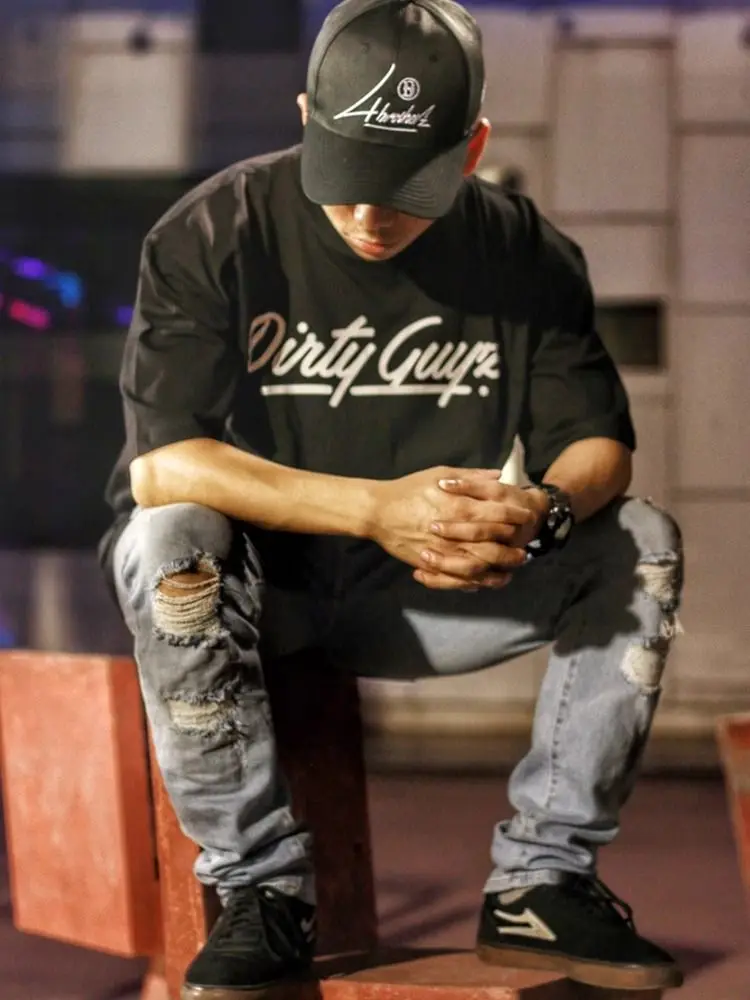 

SOULSTYLE Original _Dirty Guyz_ Американская уличная футболка в стиле хип-хоп для уличных танцев с небольшим воротником и короткими рукавами BBoy