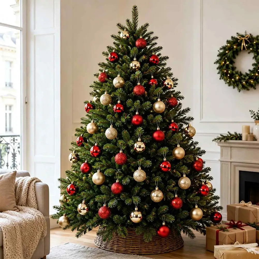 Decorative Window Hanging Ornaments 24 Pcs Mini Christmas Ball Ornaments Shatterproof Plastic Hanging Decorations for Holiday