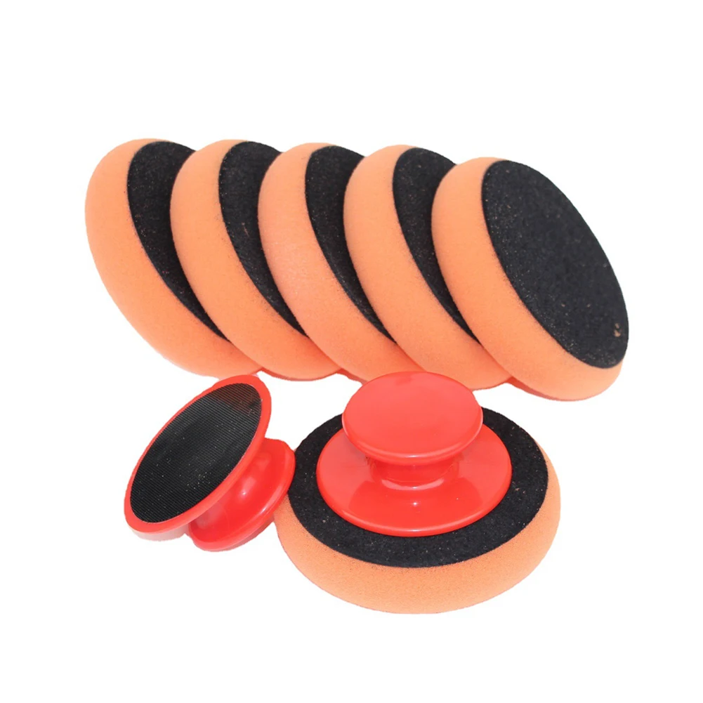 5pcs Sponges Polishing Pad With 2pcs Handle Car Sponge Buffing Polishing Pads For Car Buffer  Polisher For Car Polishing Buffing