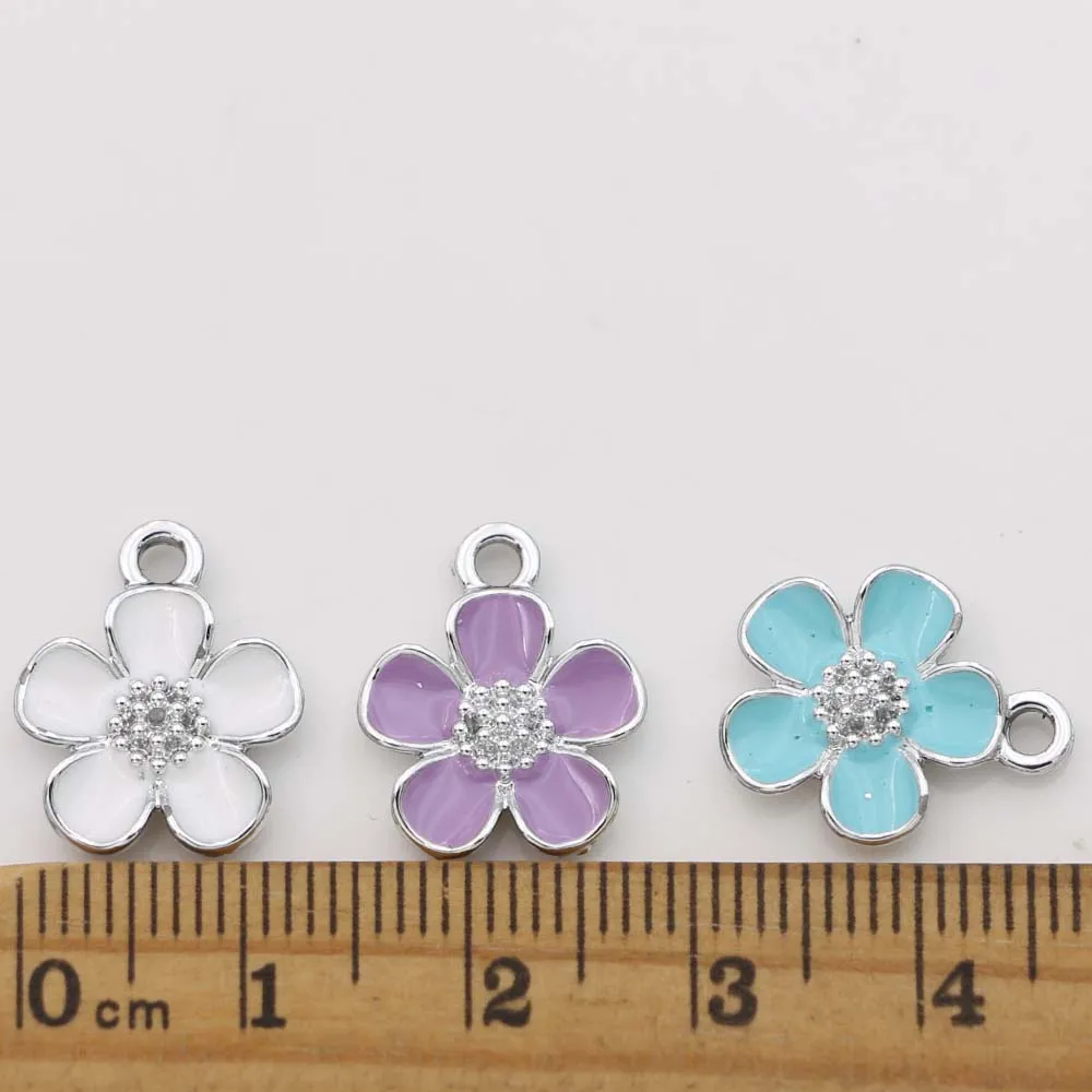 10Pcs Silver Plated Enamel Purple Flower Charms Pendant for Jewelry Making Earrings Bracelet Necklace Accessories DIY Findings - AliExpress 36 - Image 4
