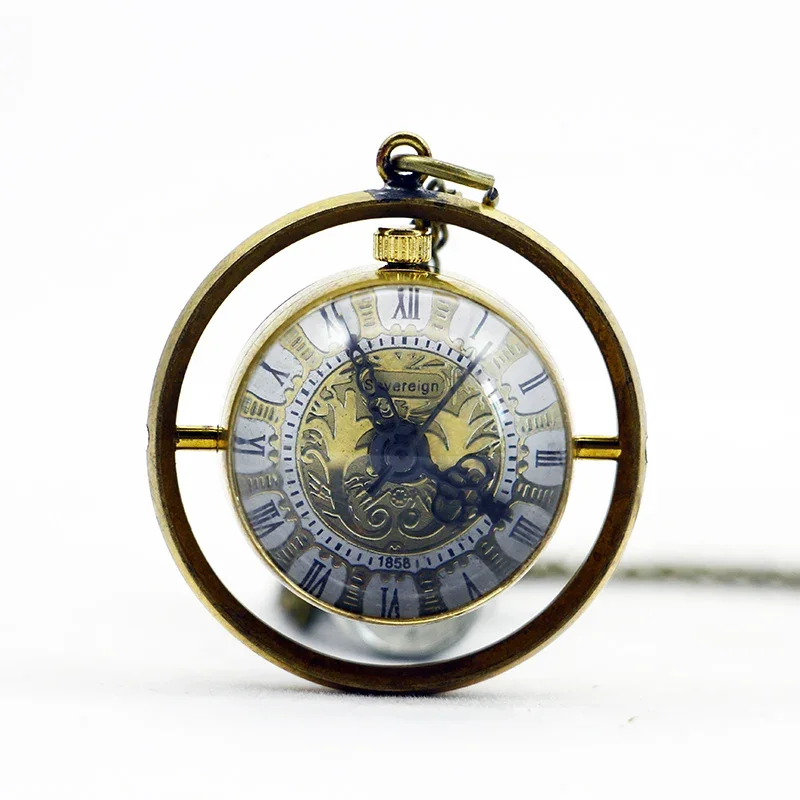 New Arrival Glass Dome Round Pocket Watch Personalised Pendant Necklaces Vintage Quartz Pocket&Fob Chain Watches