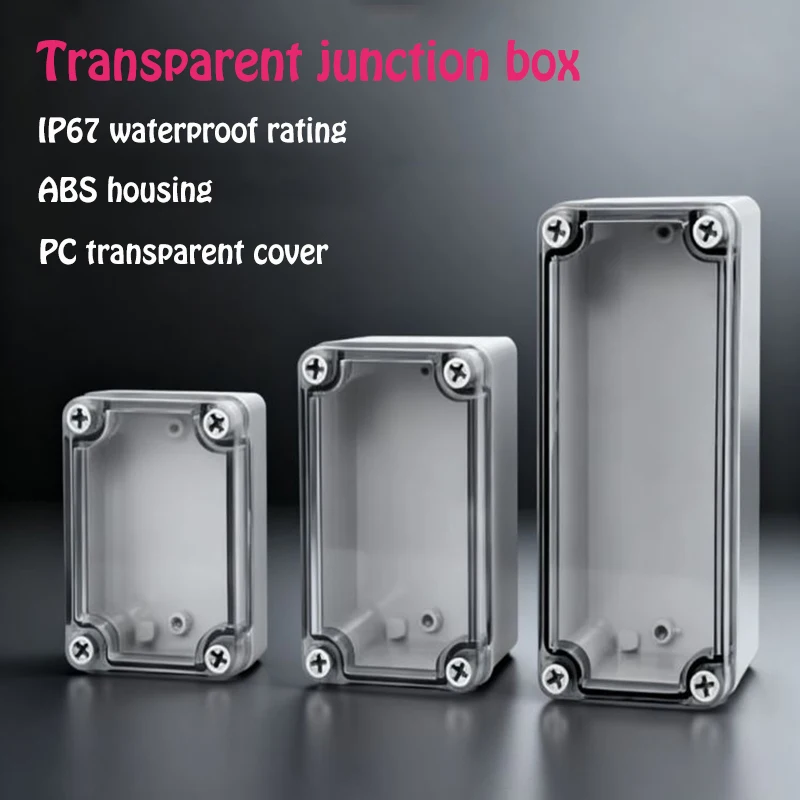 AT Transparent Cover Plastic Waterproof Junction Box Outdoor Sealed Box Outdoor Power Box Cable Distribution Box Exposed Install