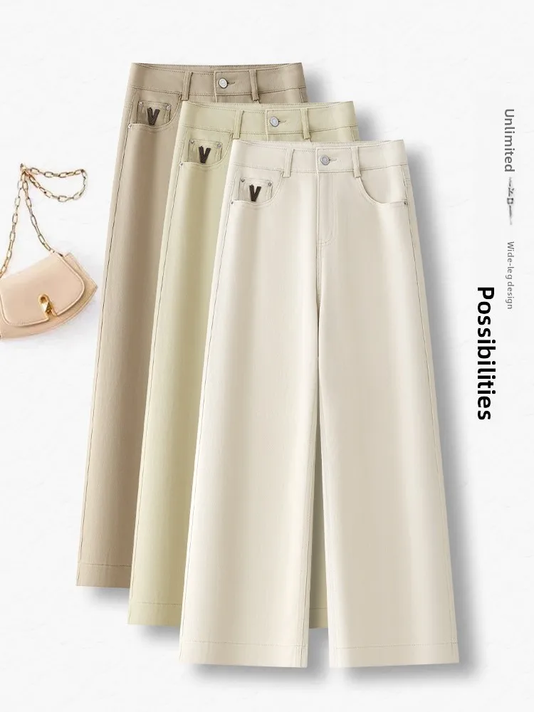 

Широкие джинсы женские летние тонкие с высокой талией, утягивающие, повседневные, свободные, прямого кроя, в корейском стиле, для работы и отдыха