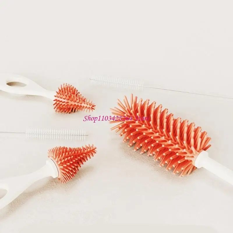 Set mit 3 Babyflaschenbürsten, um 360 Grad drehbare Basis für einfaches Greifen und Reinigen