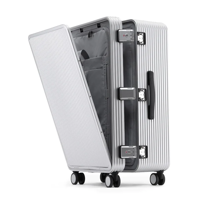 

All-Aluminum Magnesium Alloy Luggage Large Capacity Universal Wheel Front Open Trave SuitcasesTrolley Case Password Boarding Bag