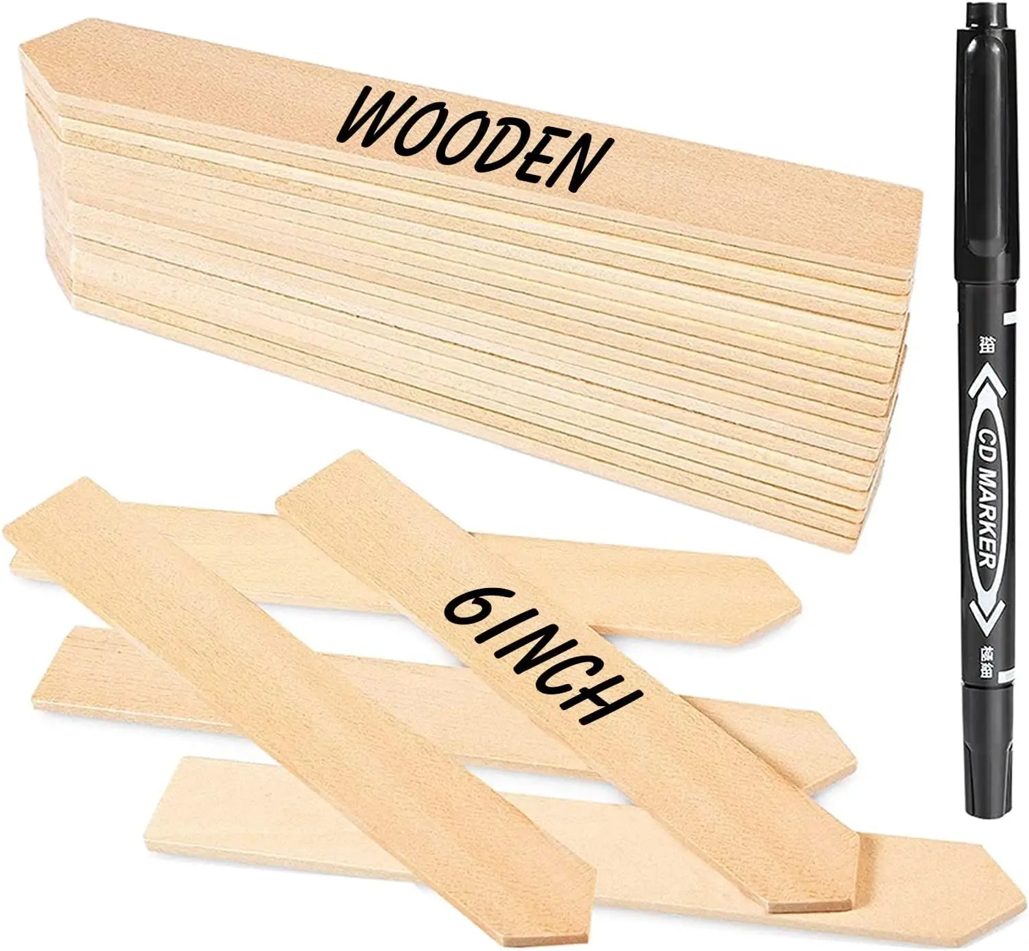 

50Pcs Wooden Plant Labels 6 Inch Garden Markers Waterproof Tags for Seedlings Vegetables Flowers