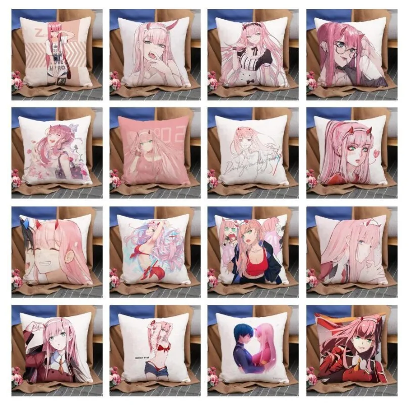 Funda de almohada estampada Darling In The FranXX, funda de cojín para sofá, decoración