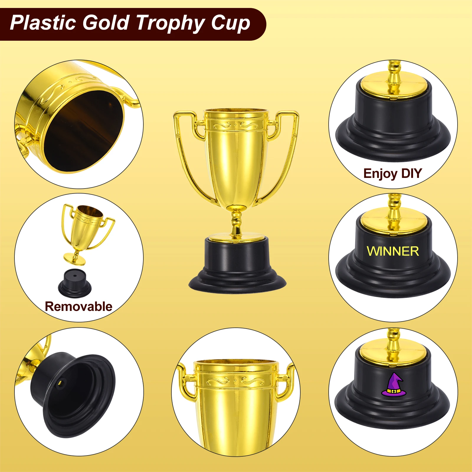 40/48/60/100 個ミニゴールドトロフィー賞プラスチック製小さなトロフィーカップサッカーゴールデンカップ第 1 位勝者賞トロフィー賞品