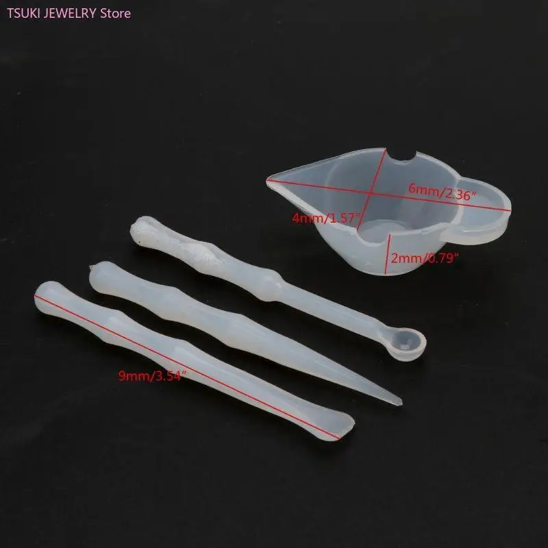 62KE 4Pcs Silicone Mixing Cups Measuring Cups Stirrers Spoon Scraper For Resin Mold DIY Resin Jewelry Making Tools
