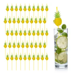 50Pcs Paper Drinking Straw 3D Fruit Paper Straws Pineapple Flamingo Design Paper Straw Eco Friendly Recyclable Drinking Straw