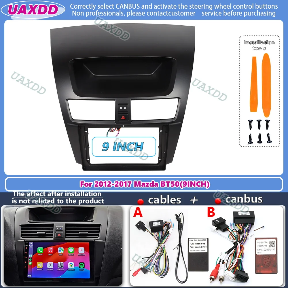 9 Inch 2 Din Radio Frame Adapter For Mazda BT50 2012-2017 Car Android Player Audio Panel Mount Installation Fascia Frame Kit CD