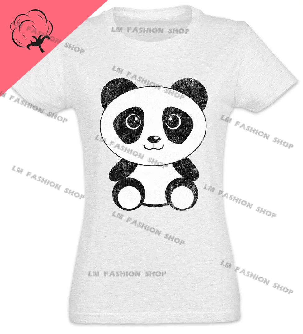 Panda Graphic TShirts Men's Clothing Short Sleeve Tops Cotton Tees Women's Bear Comic Look Cutie Cute Printed T-Shirt