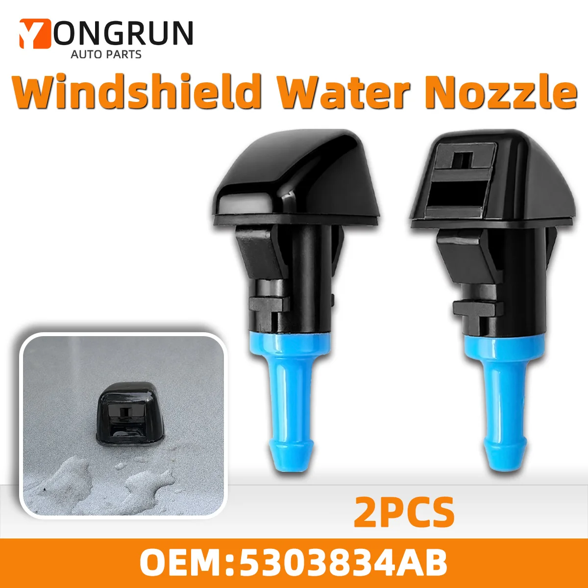  2 Stück Auto-Windschutzscheiben-Wassersprühdüse passend für Jeep Patriot 2008-2016, Compass MK1 2008-2016, 5303834AB, Auto-Zubehör – Detail 1