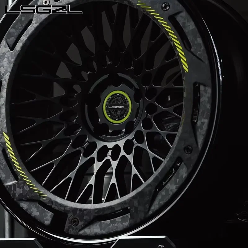 19 20 21 22 24 26 Inch Glossy Black Carbon Fiber Multi Spoke Forged Wheels PCD 5x114.3 5x112 5x130 For Luxury Cars