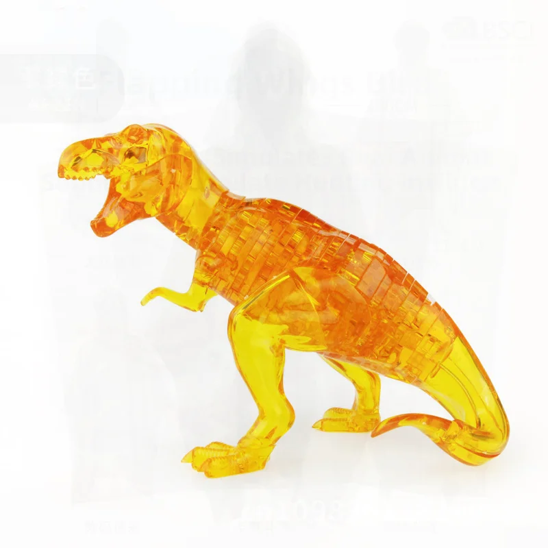 Blocos de construção de cristal de dinossauro transparente 3D DIY brinquedos educativos para adolescentes PS material caixa colorida embalagem
