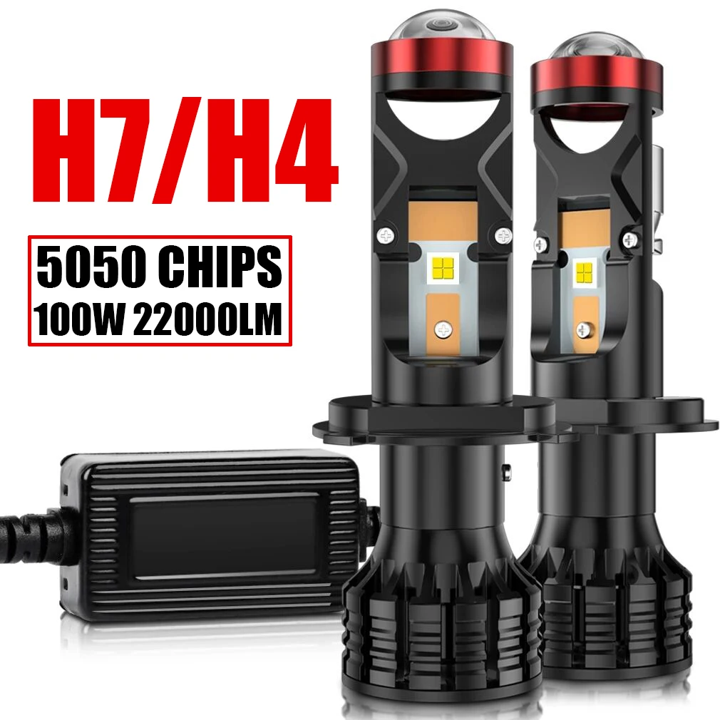 

Car H4 9003 H7 LED Mini Projector Lens Light 100W 22000LM Motorcycle Headlight Automobile Hi/Lo Beam Bulb