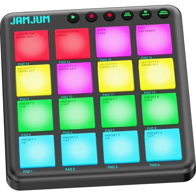【TRAVEL ESSENTIAL】JAMJUM MIDI Controller 16 Key Dynamic RGB BT MIDI Pad Rechargeable Portable Plug And Play view 4