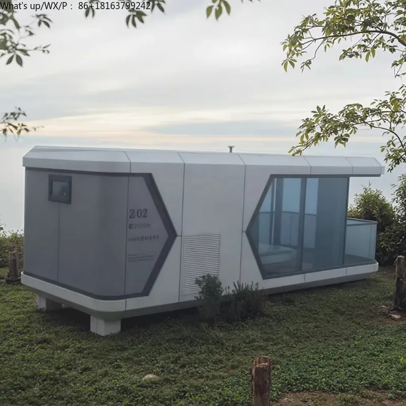 

Lu xury 11.5m Tiny House Portable Mobile Space Cap sule Home Prefabricated Villa Steel Made for 3 People for Hotels Bathrooms