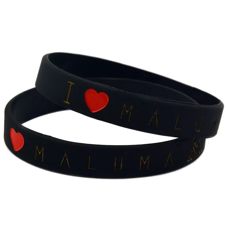 

50 Pcs I Love Maluma Silicone Rubber Wristband for Music Concert Gift Bangle Black