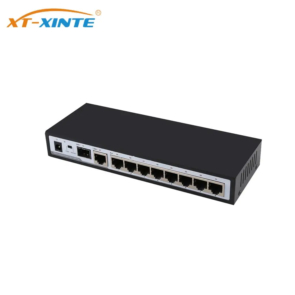 

10 Ports Gigabit Unmanaged Switch Ethernet Switcher 9x 10/100/1000Mbps RJ45 Port and 1x 1000Mbps SFP Port Suitable for Desktop