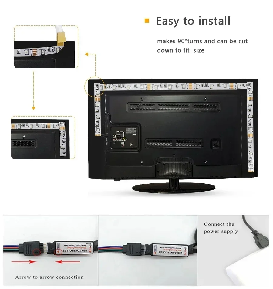 USB LED-Lichtstreifen APP-Steuerung Farbwechsel 5050 RGB LED-Licht Flexibles Lampenband für Raumdekoration TV-Hintergrundbeleuchtung Diode – Detail 2