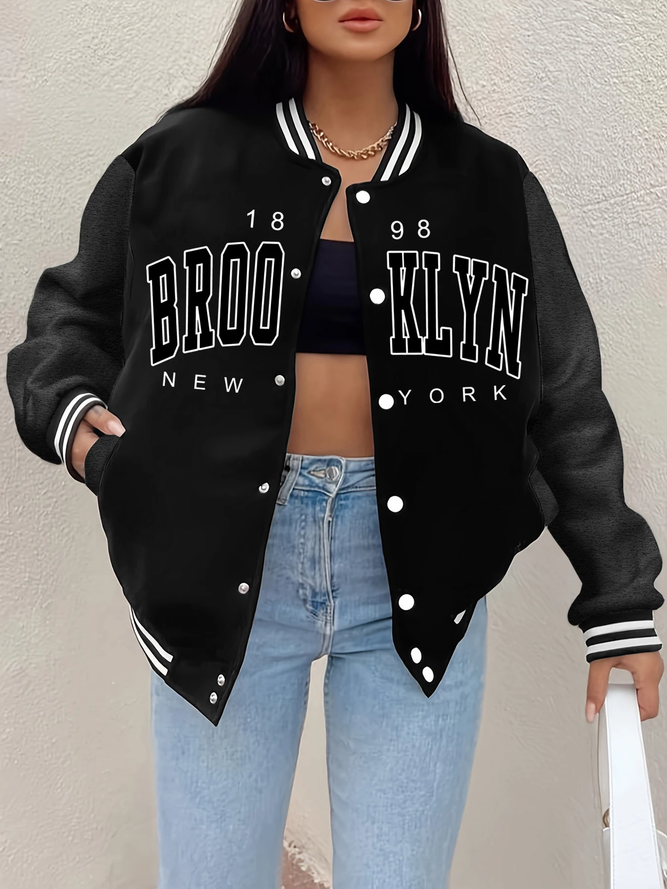 Brooklyn New York Letter Prints Jackets Women Winter Fleece Warm Baseball Uniform Hip Hop Street Coats Fashion Womans Clothing