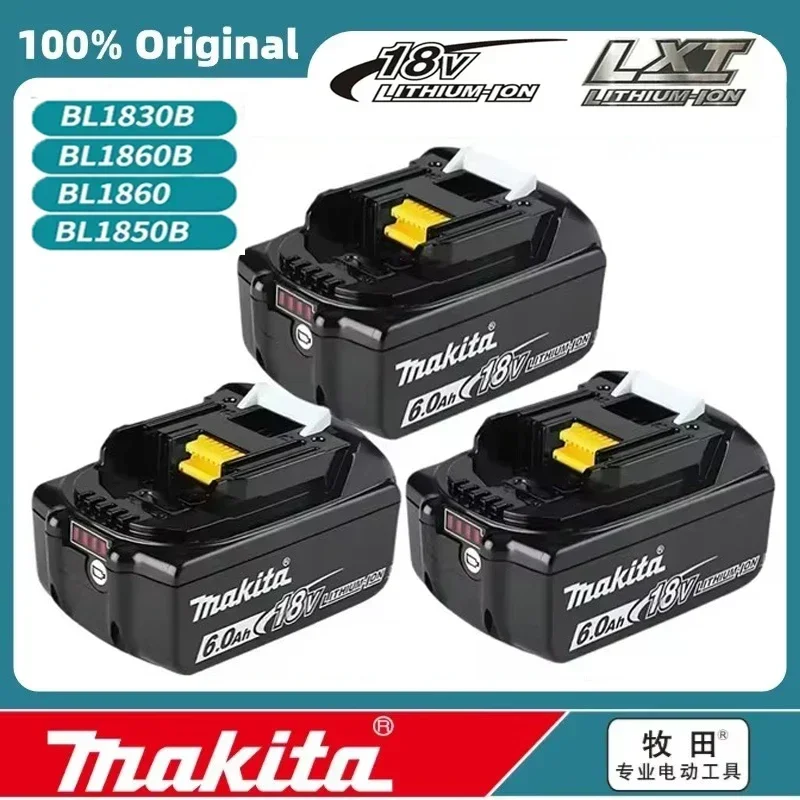 100% Original Makita Power Tool Rechargeable Battery, Replaceable LED Lithium-ion, 6.0Ah 18V BL1860B BL1860 BL1850 BL1830 BL1815