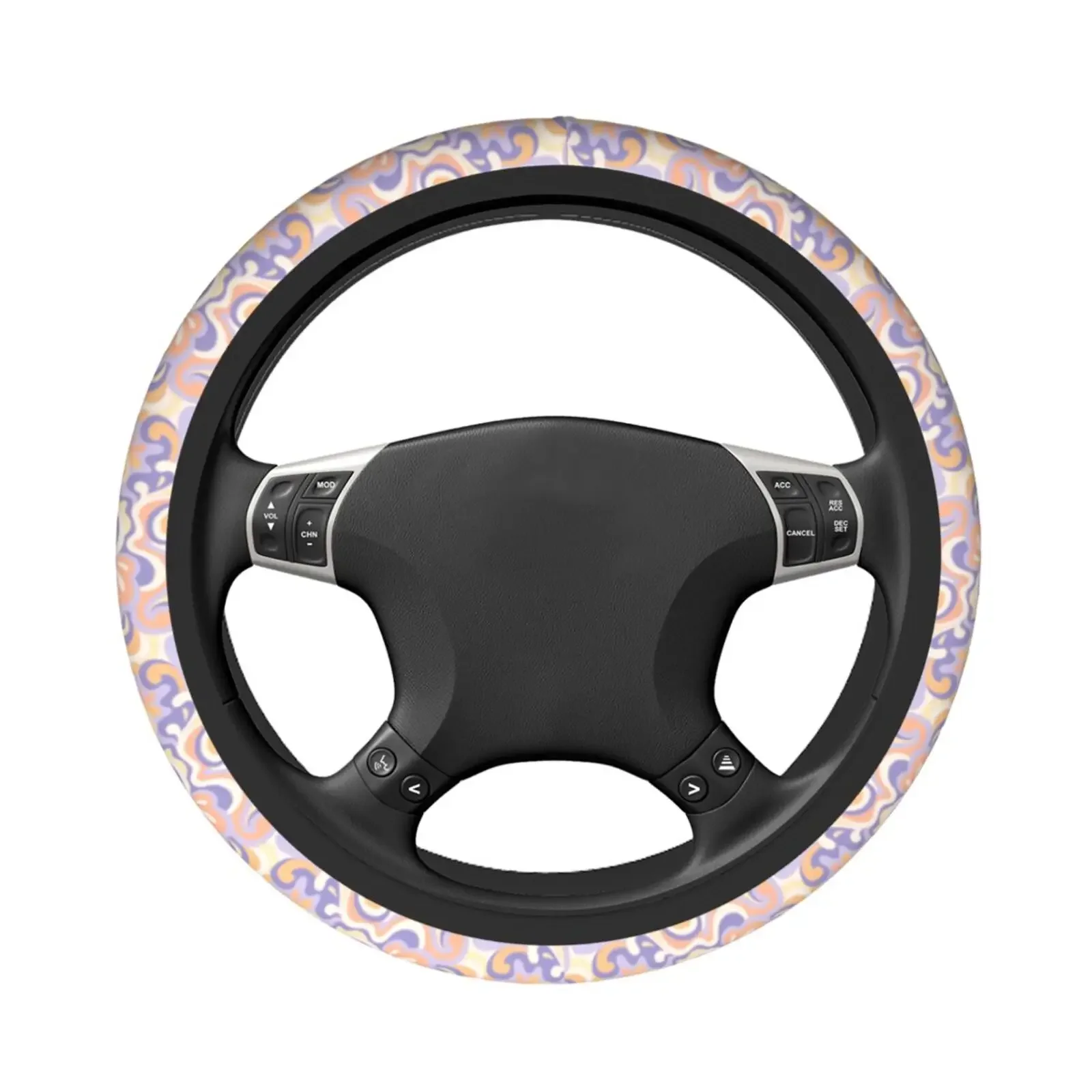 Abstract Groovy Flowers Steering Wheel Cover Car Parts Universal 15 Inch Anti Slip and Sweat Absorbing Car Parts