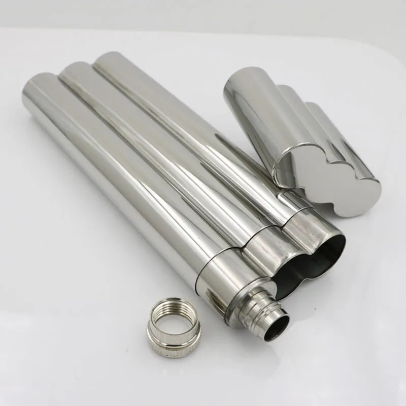 

30PCS 2 Oz Three Tubes Cigar Hip Flask Cigar holder Stainless Steel Flagon Whisky Travel Pocket Wine Container Creative Decors