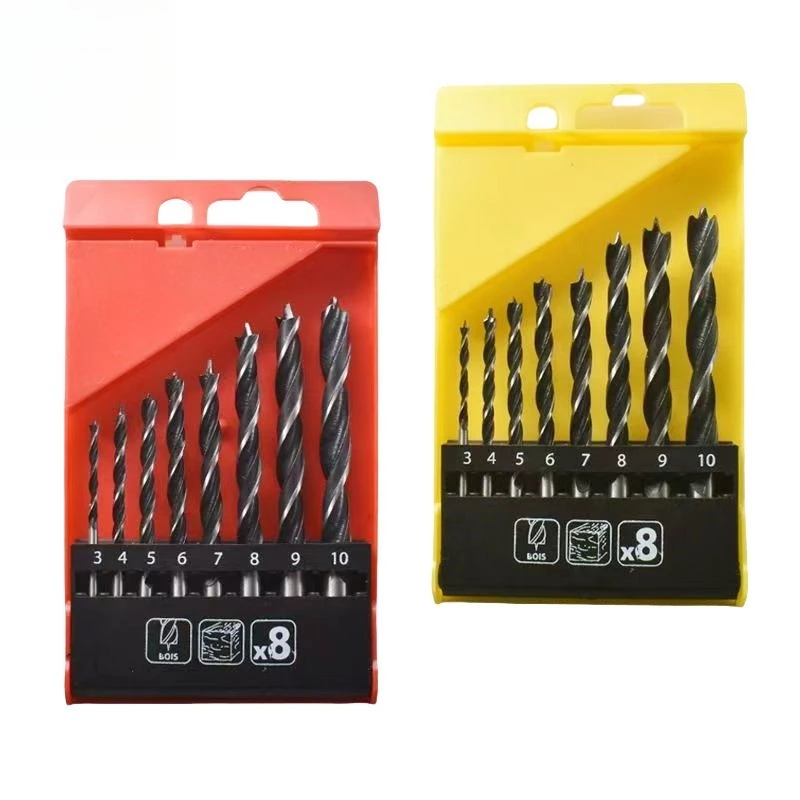 

3 Point Wood Twist Drill Bit Set M3-M10, Round Shank Positioning Hole Opener Kit for Electric Drill Wood Drilling