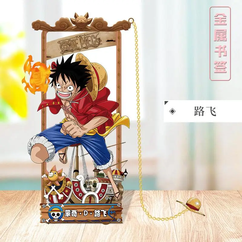 Anime Metal Bookmark Kawaii Luffy Boys Hollow Standing Sign Portable Cartoon Good Looks Two Dimensions Holiday Gifts Wholesale