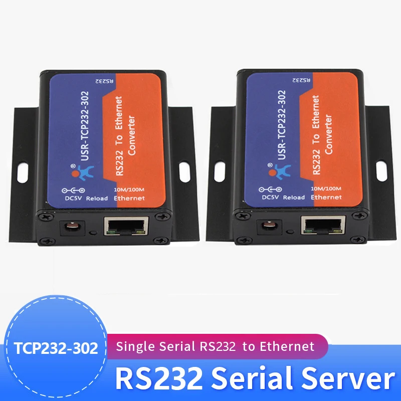 

2PCS USR-TCP232-302 RS232 to Ethernet Converters UDP TCP IP Server to Client Module Support DHCP/DNS Built-in Webage Virtual COM