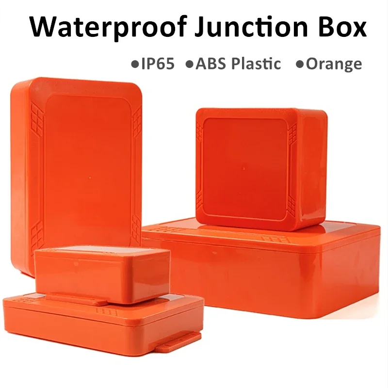IP65 Waterproof Junction Box Orange ABS Plastic Enclosure For Outdoor CCTV To Cover Lithium Battery With Installation Ears