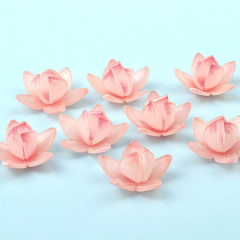 10 Stuks 3d Acryl Lotus Bloemen En Bladeren Charme W/Gat Voor Diy Oorbellen Maken Ambachten Benodigdheden Sieraden Accessoires