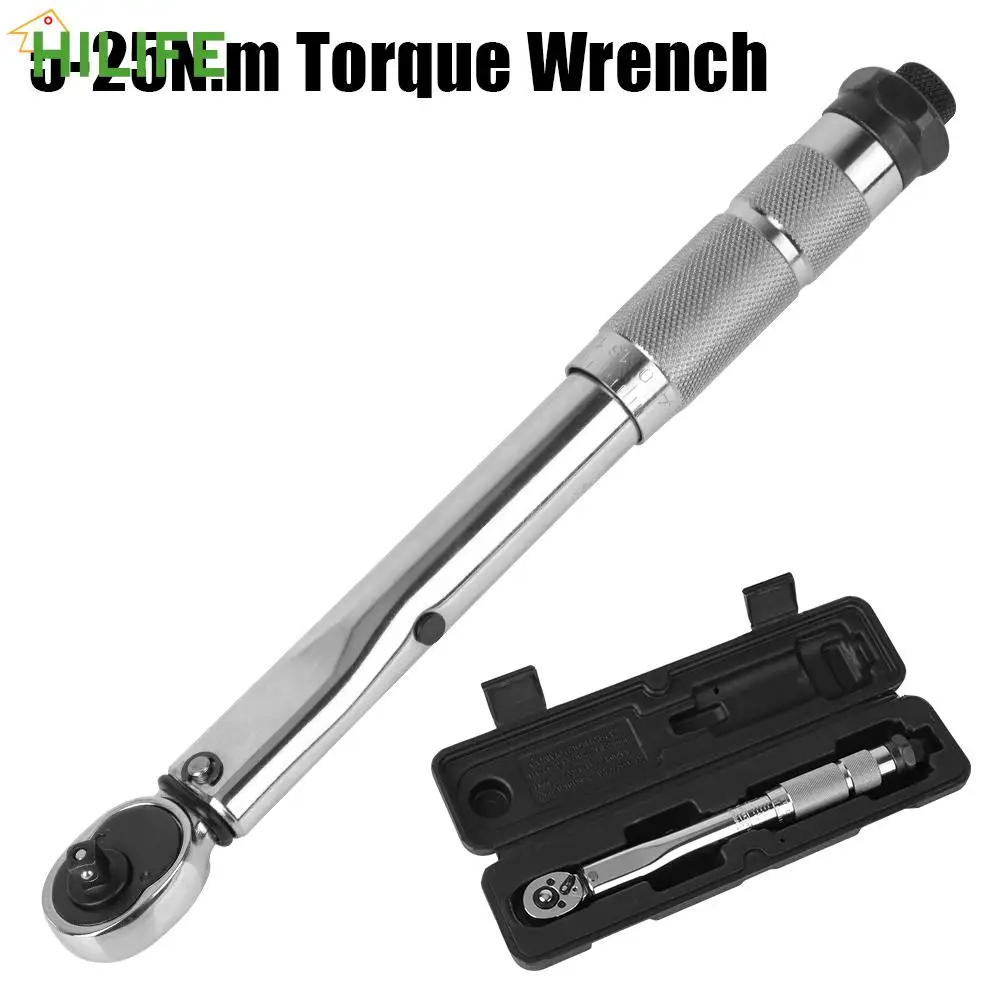 5-25N.m Micrometer Spanner Hand Tool Professional Car Bike Motorbike Disassembly Tool 1/4'' Drive Adjustable Torque Wrench