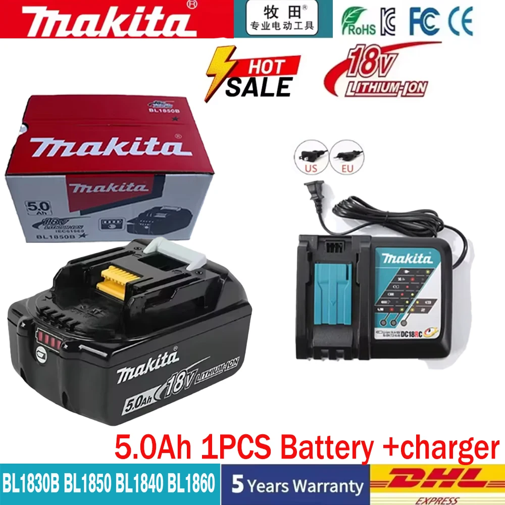 

Original Makita 18V 6.0 Rechargeable Lithium-Ion Battery With LED Indicator, High Capacity Makita Cordles Power Tool Battery